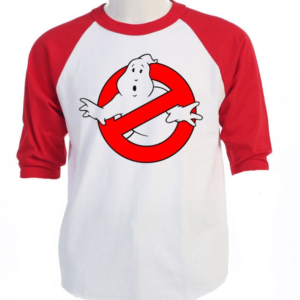 GHOST BUSTERS, COOL RED BASEBALL MENS T-SHIRT T-1125